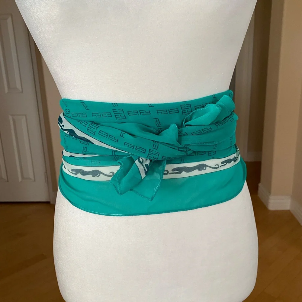 EFFY Hematian Scarf Shawl, Head Wrap, Neck Scarf, Belt, Teal Color